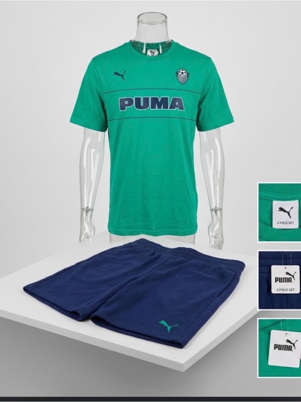 Puma Green and Navy Boys Two-Piece Matching Set Size LG